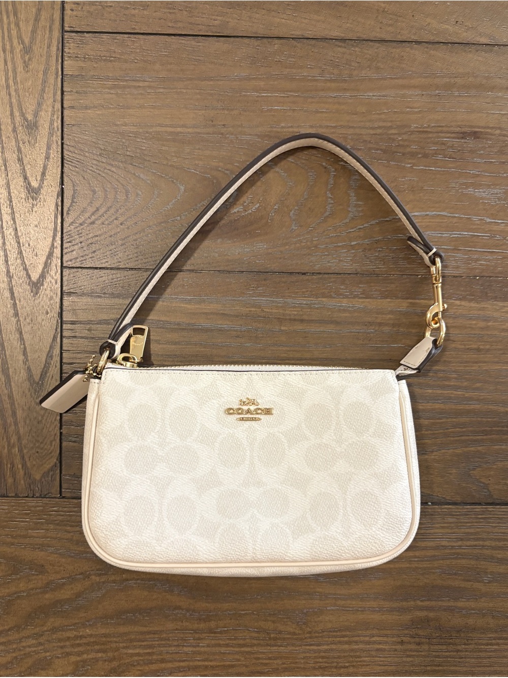 Coach Nolita 19 Cream Signature Canvas Shoulder Bag Gold Hardware